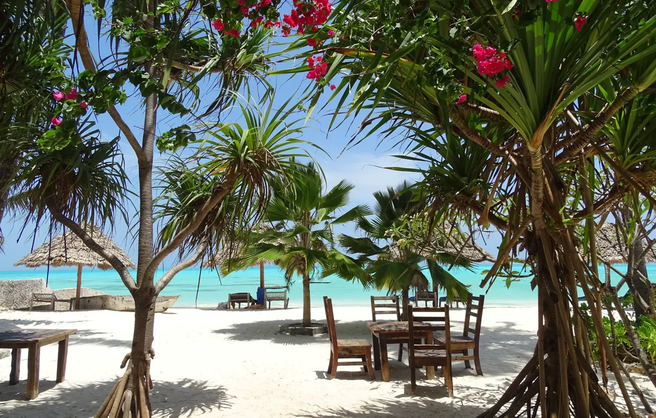 Photo wallpaper sea, beach, the sky, tropics, beach, sky, sea, tropics