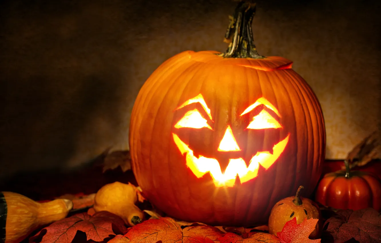 Photo wallpaper autumn, look, light, lights, smile, wall, holiday, laughter