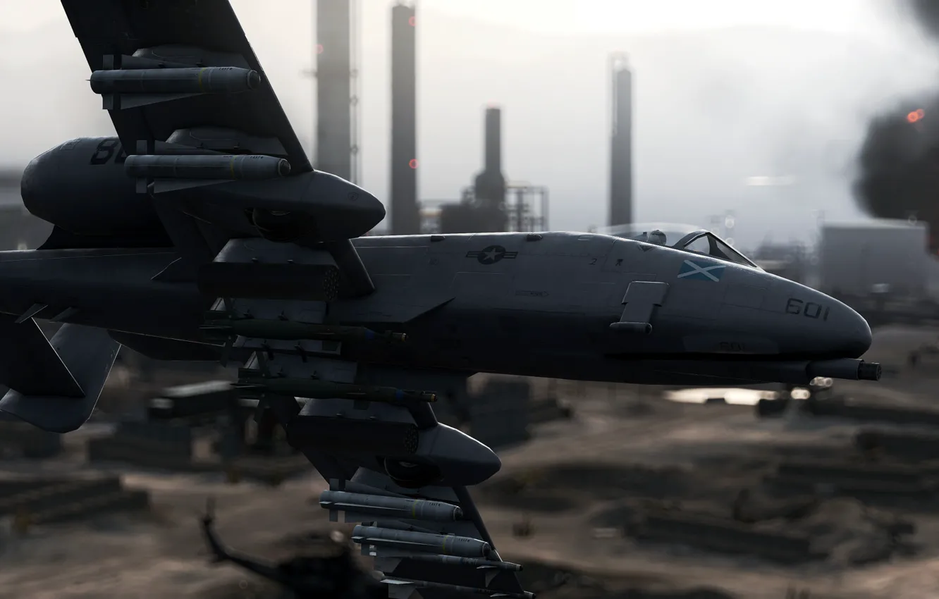 Photo wallpaper rendering, background, attack, A-10, Thunderbolt II