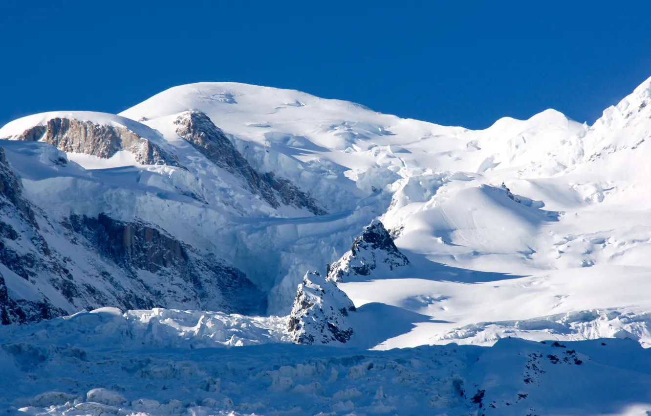 Photo wallpaper the sky, snow, stones, mountain, shadow, Alps, Blanc, (4 810 m)