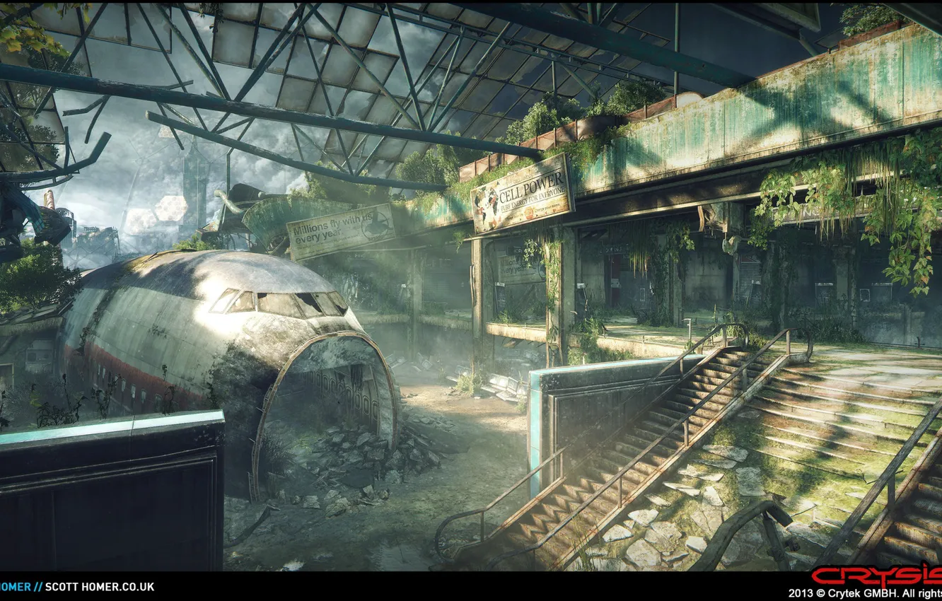 Photo wallpaper the building, devastation, frame, Crysis 3, Airport Map