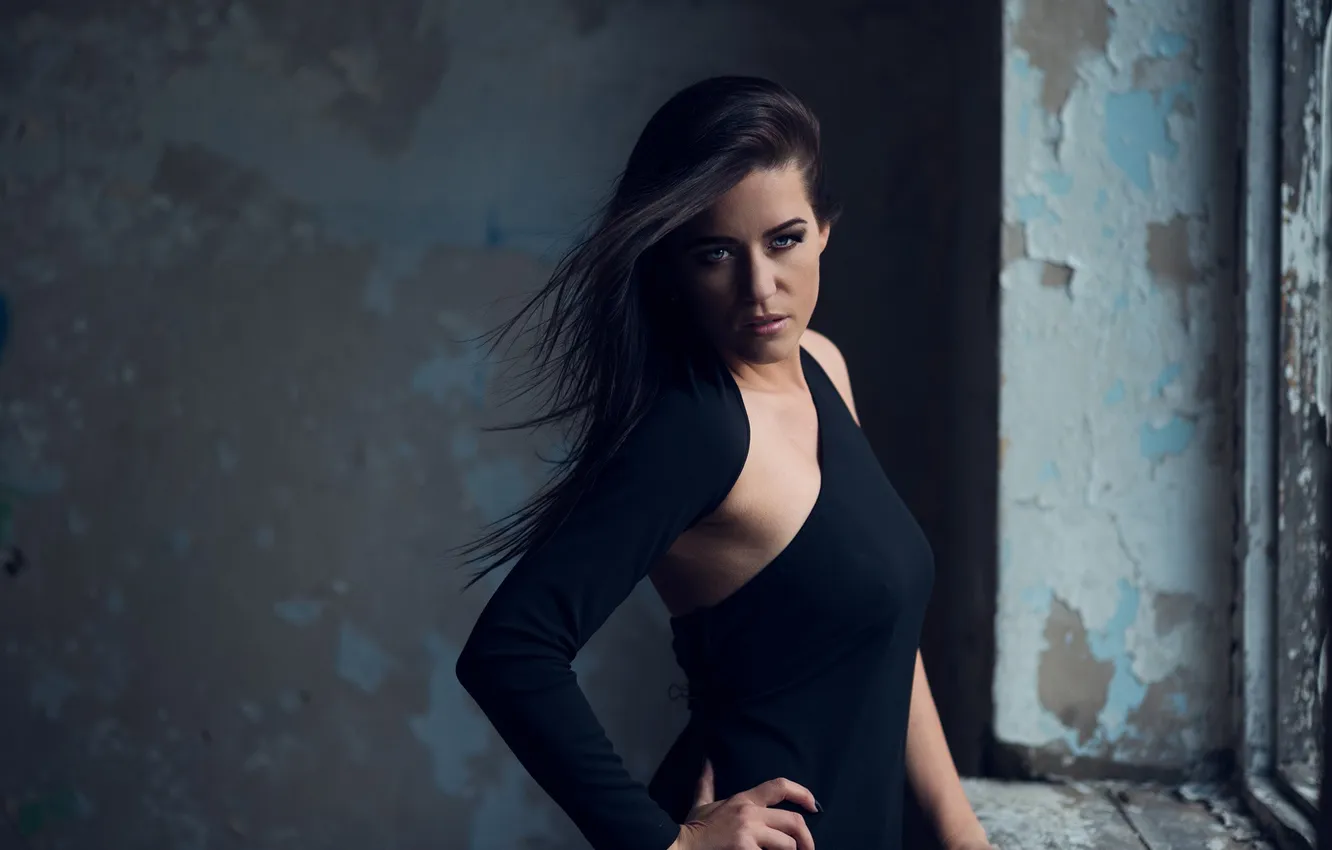 Photo wallpaper look, sexy, pose, wall, model, portrait, makeup, figure