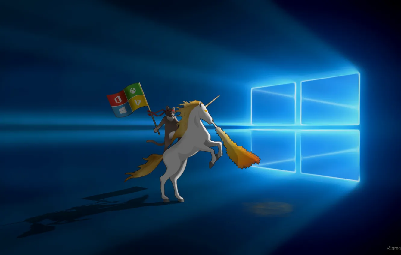 Photo wallpaper Windows, Microsoft, logo, Windows 10, Ninjacat