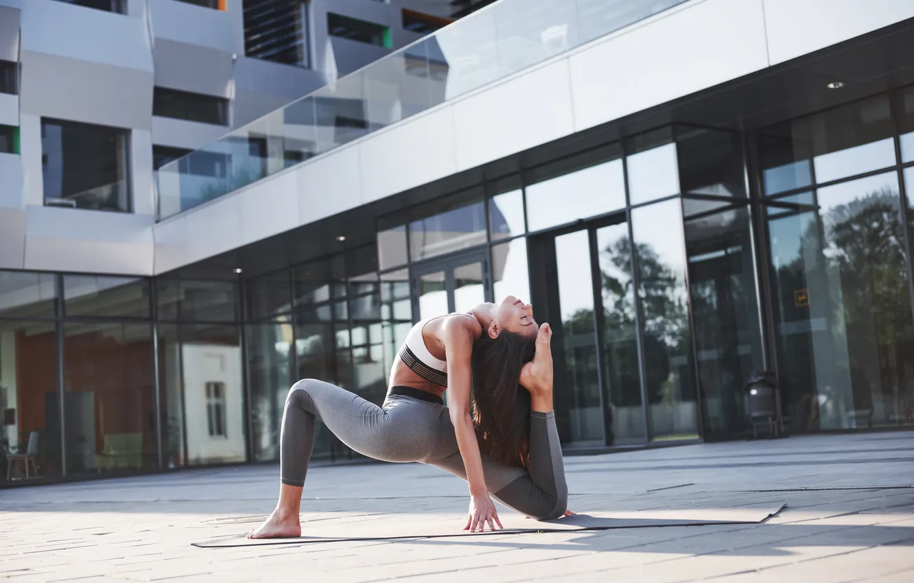 Photo wallpaper sun, pose, yoga