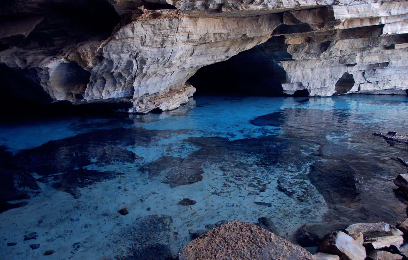 Photo wallpaper fishes, Brasil, BLUE LAKE, cavern, Chapada Diamantina