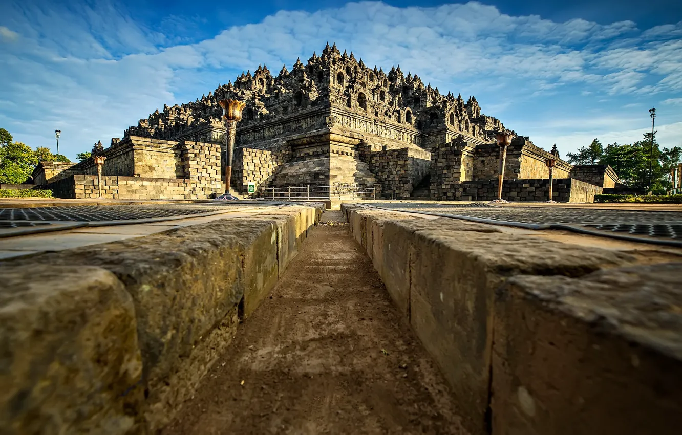 Photo wallpaper Indonesia, temple, Buddhism, Borobudur, stupa, the island of Java