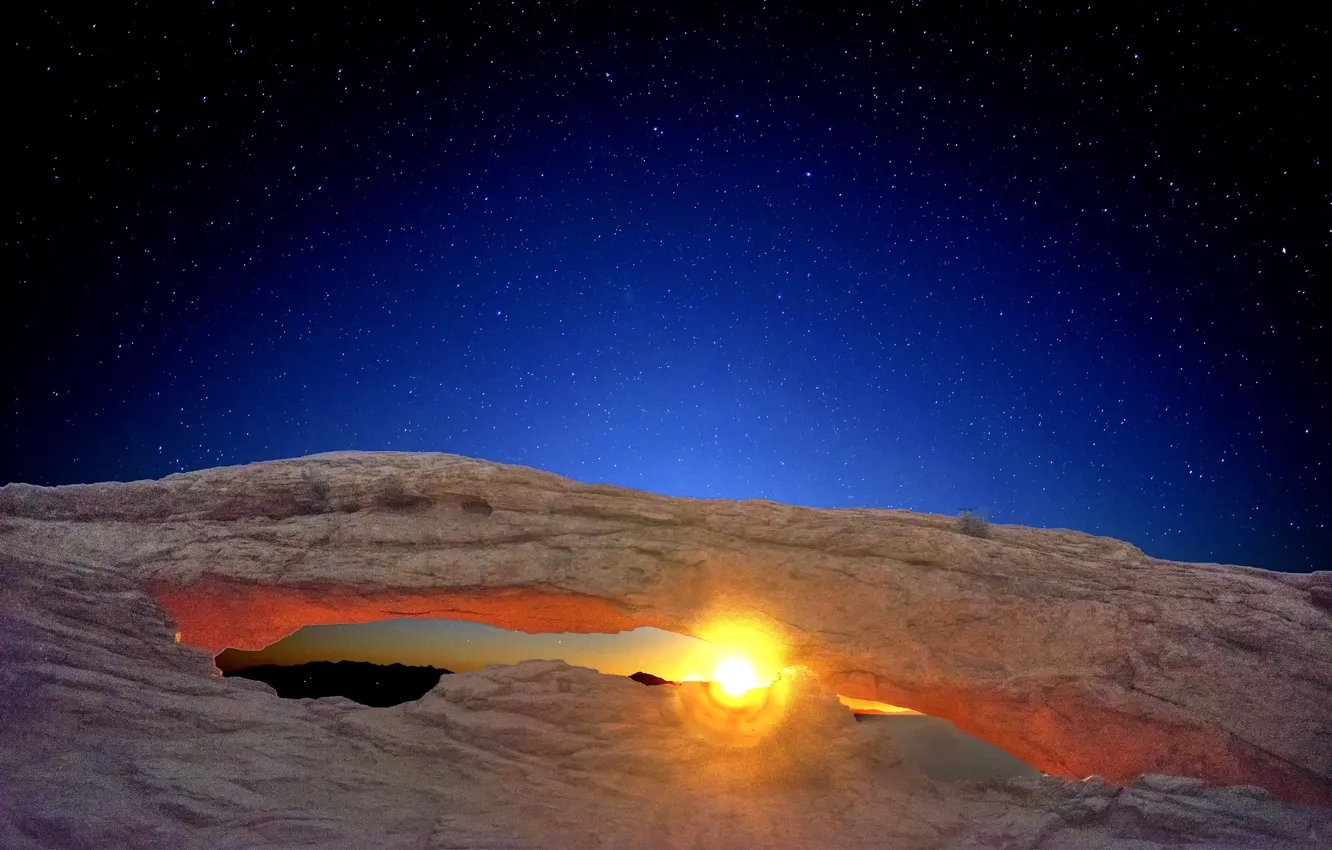 Photo wallpaper night, arch, Utah, USA, Canyonlands Naitonal Park