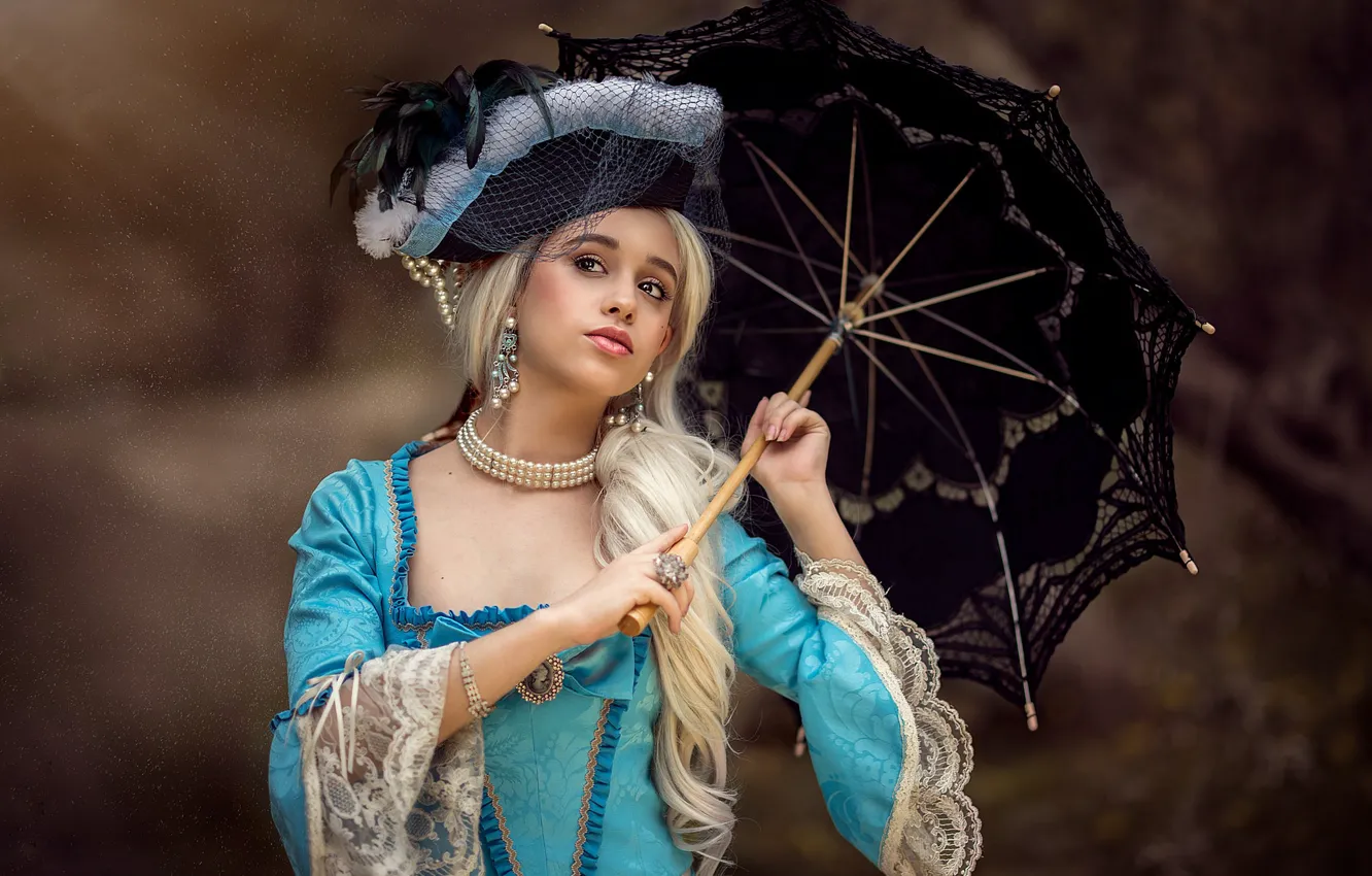 Photo wallpaper decoration, umbrella, dress, hat, Chloe Britannia