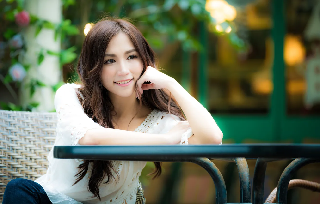 Photo wallpaper girl, smile, Asian, cutie