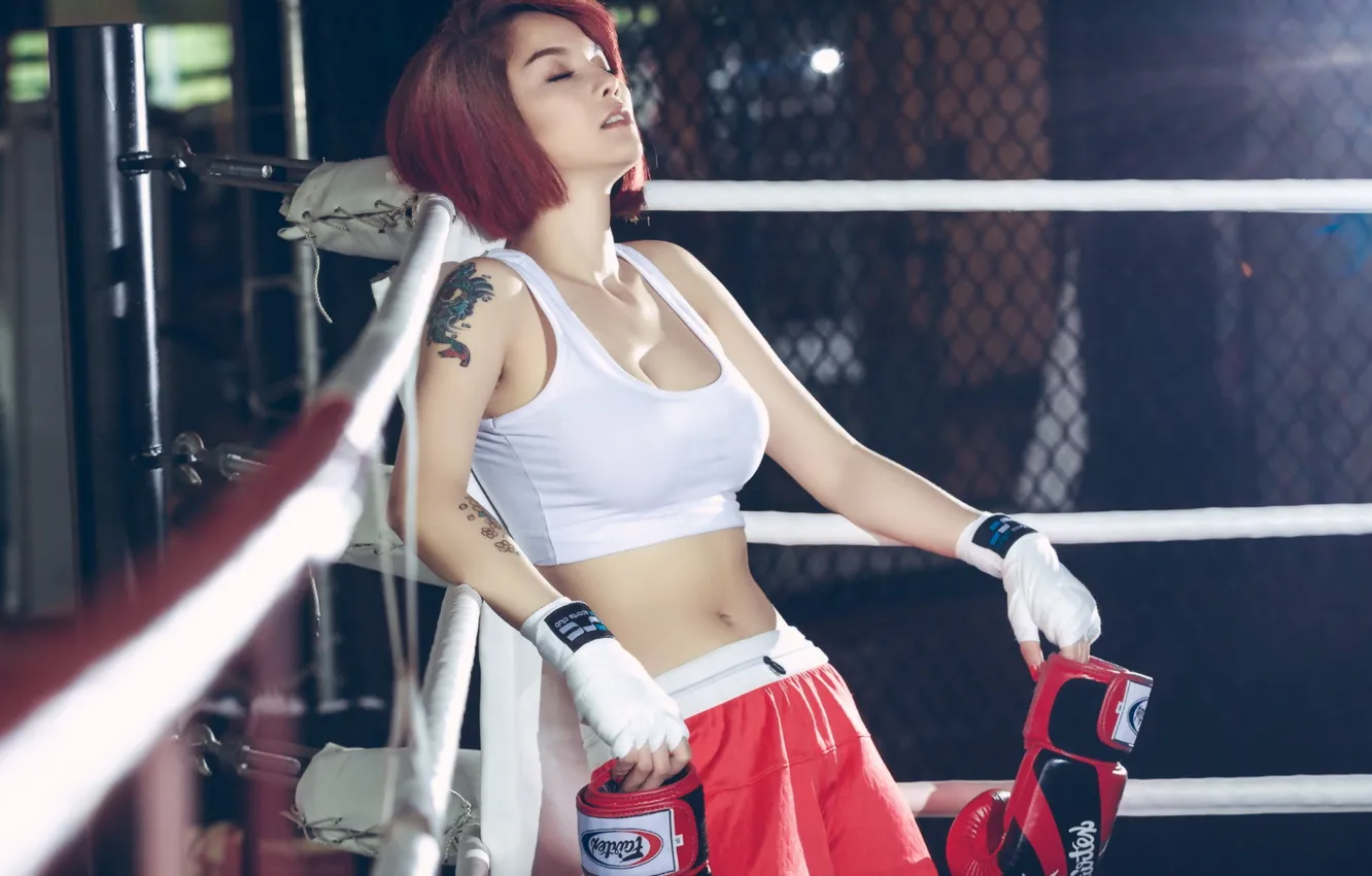 Photo wallpaper girl, sport, the ring