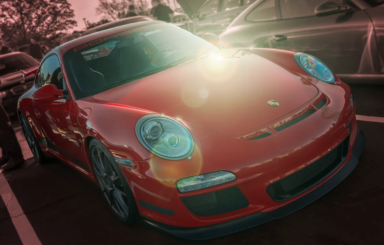 Photo wallpaper red, Porsche, GT3, sports car