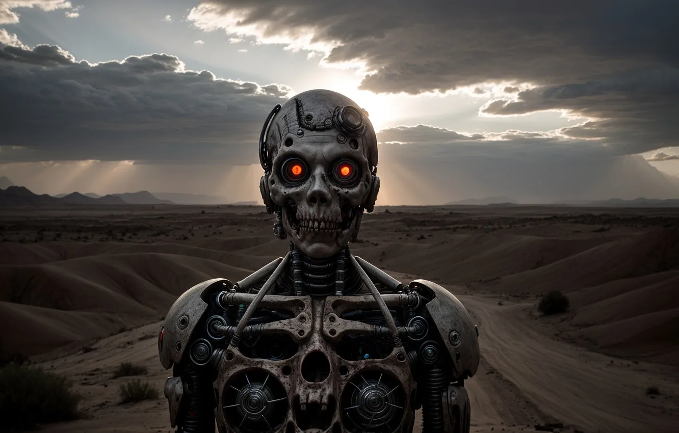 Photo wallpaper fiction, robot, skeleton