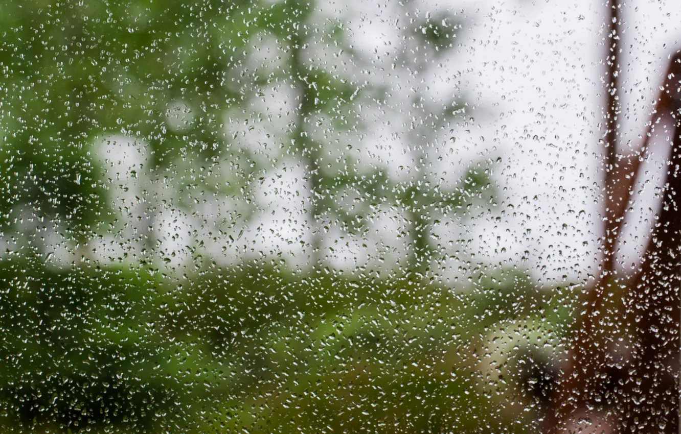 Photo wallpaper glass, water, drops, rain, blur