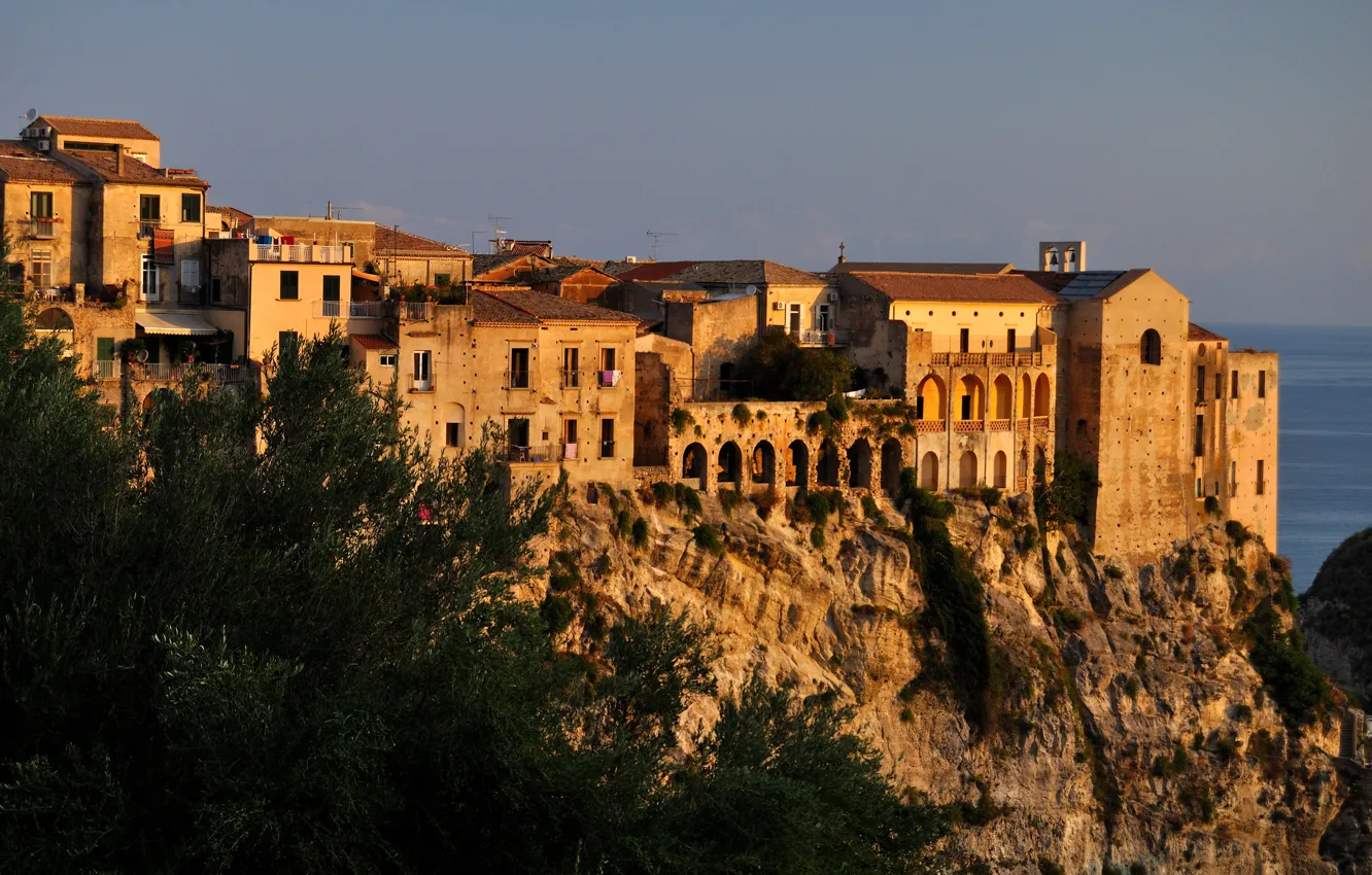 Photo wallpaper Tropea, Italy, home, Calabria, rocks