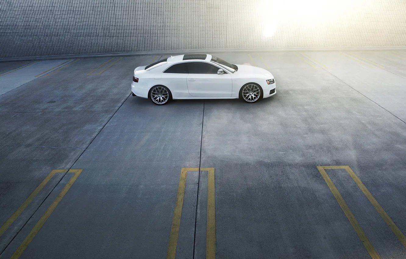 Photo wallpaper Audi, white, Parking, audi a5, Speedhunters