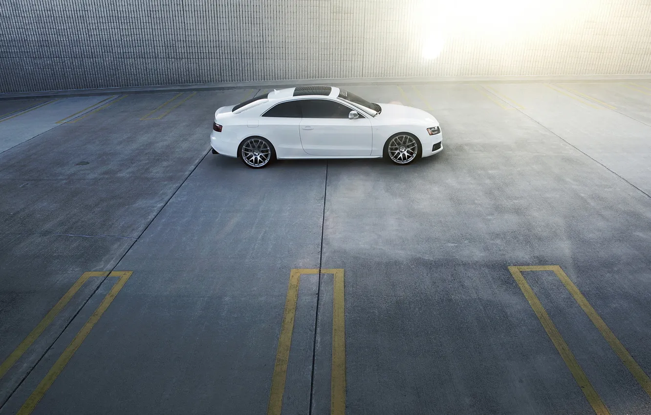 Photo wallpaper white, Audi, Parking, Audi A5, Speedhunters