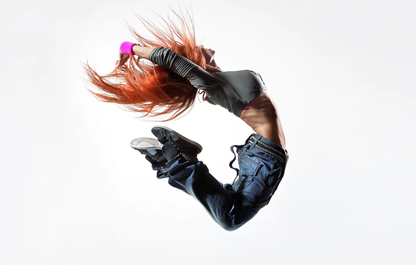 Photo wallpaper girl, dance, tan, red, expression, long-haired