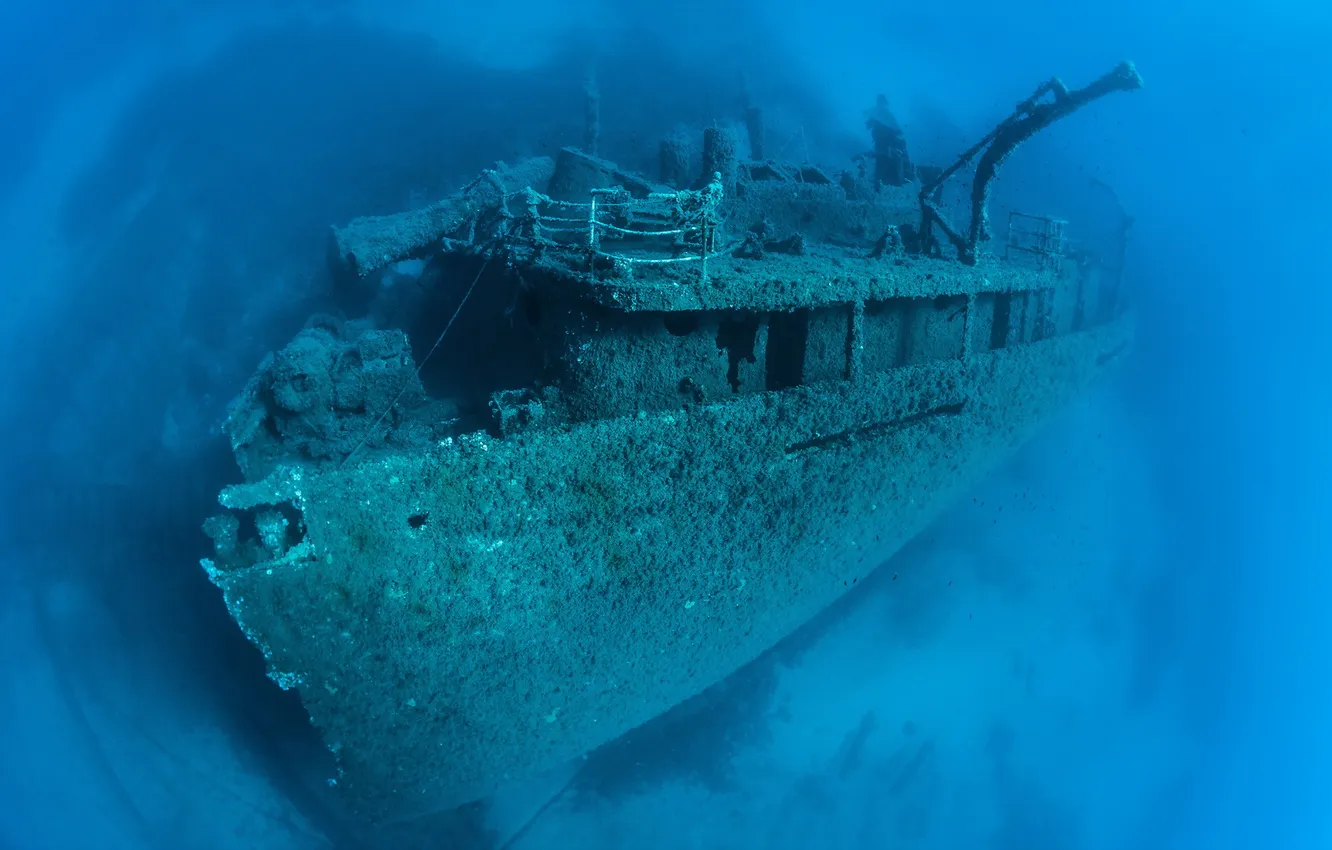 Photo wallpaper water, ship, the bottom