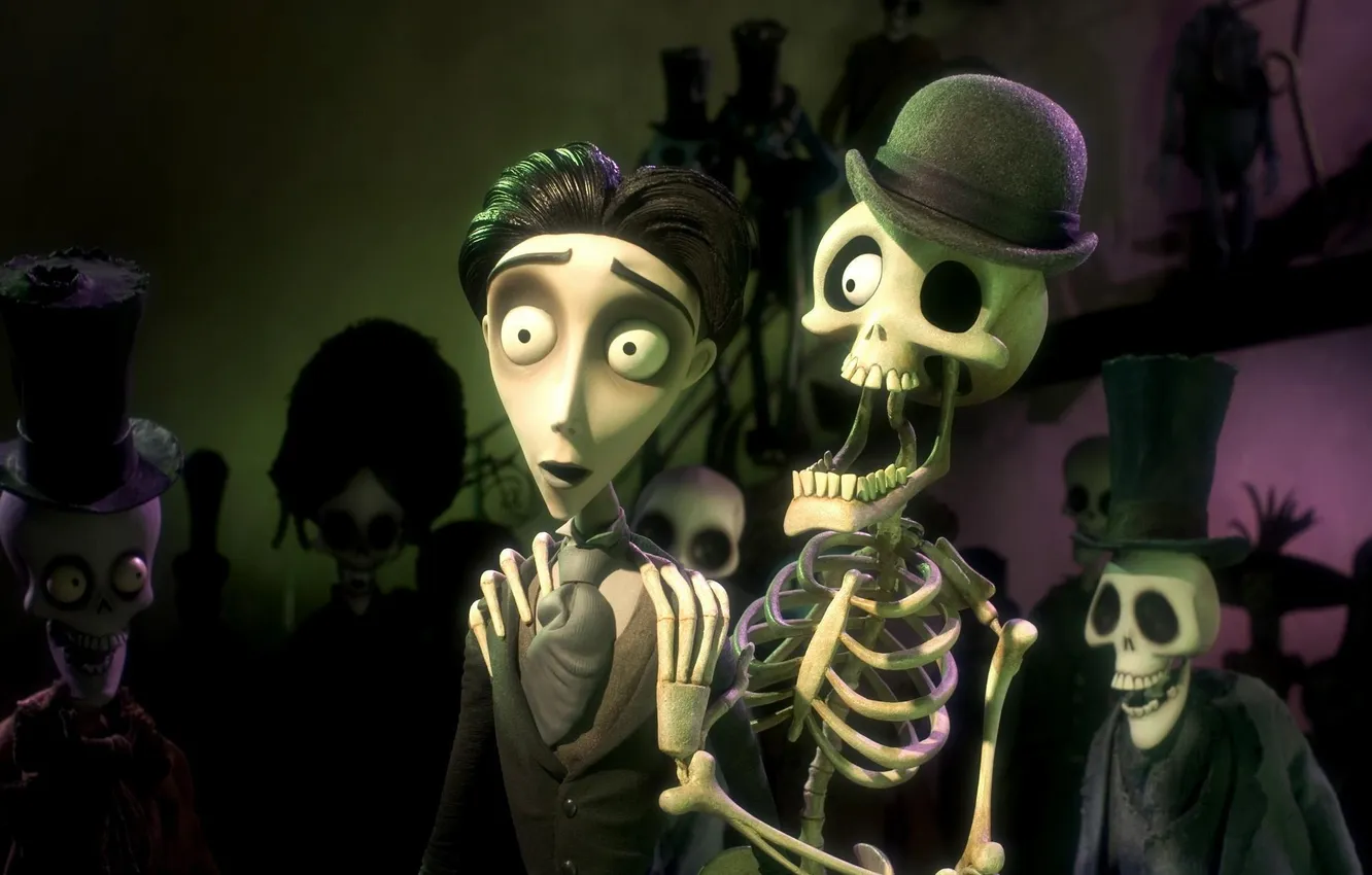 Photo wallpaper skeleton, Tim Burton, the young man, Victor, Corpse Bride, pale with burning eyes :)