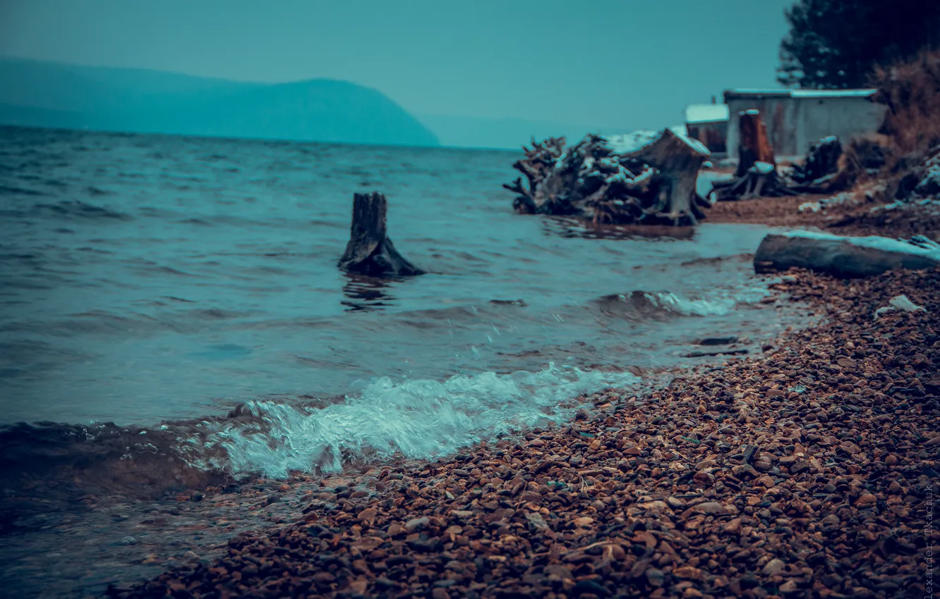 Photo wallpaper water, stones, shore, Baikal