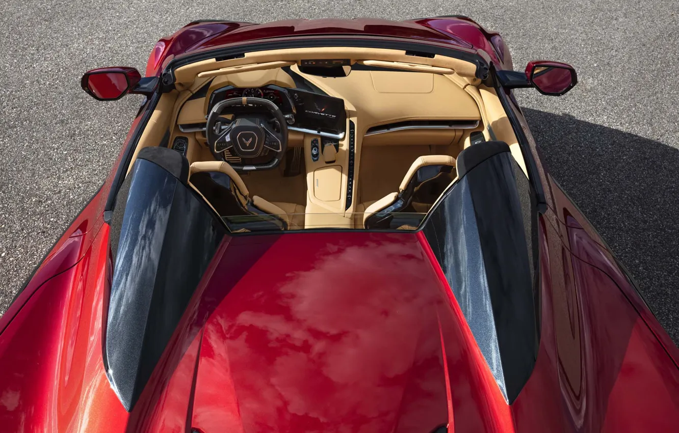 Photo wallpaper Corvette, Chevrolet, sports car, the view from the top, car interior, C8 Z06, Chevrolet Corvette …
