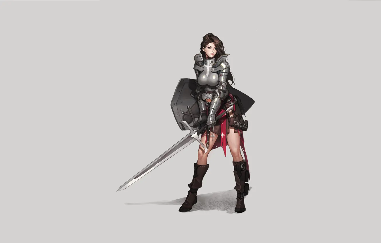 Photo wallpaper sword, armor, art, paladin, Minimalism, Characters, Choe Yera, by Choe Yera