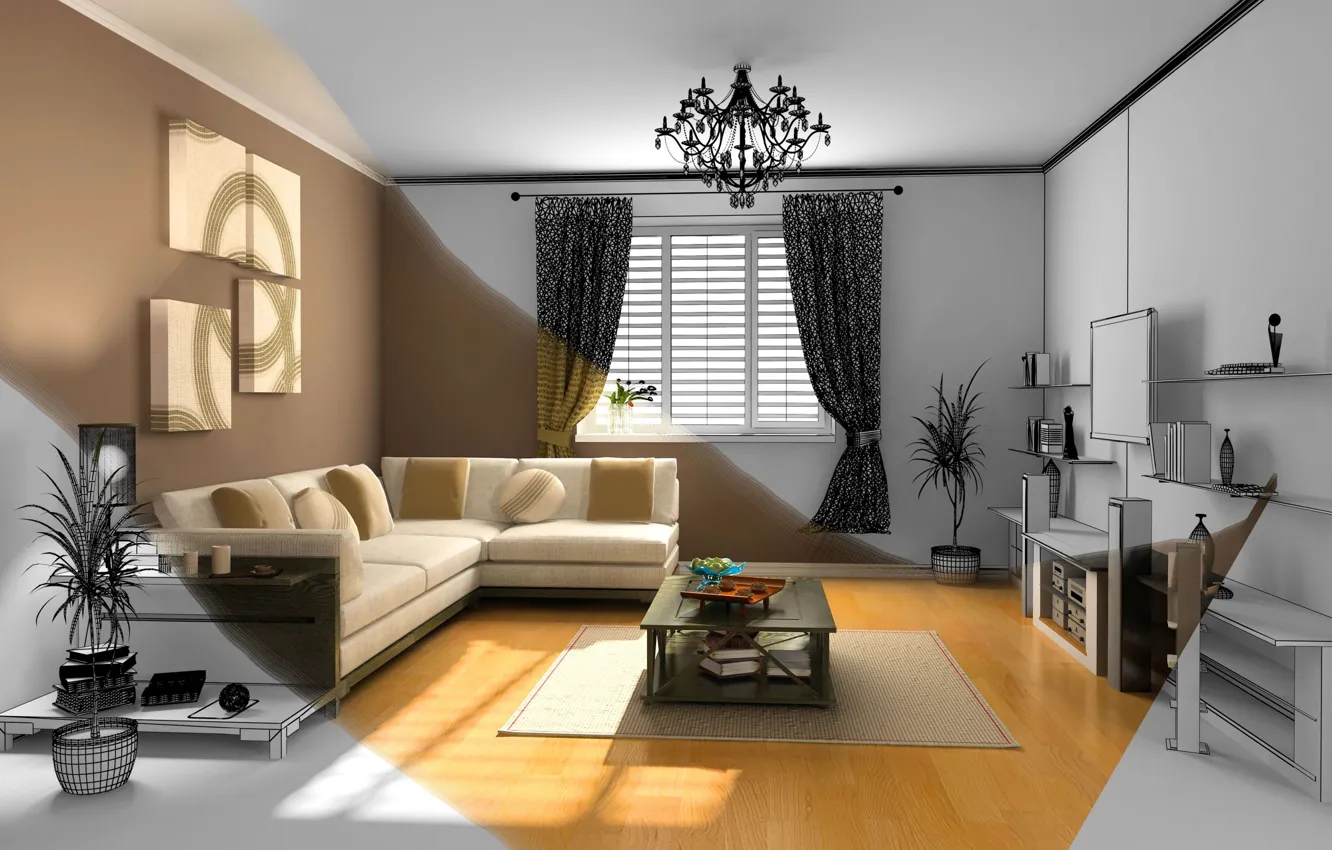 Photo wallpaper flowers, comfort, table, background, room, sofa, Wallpaper, interior