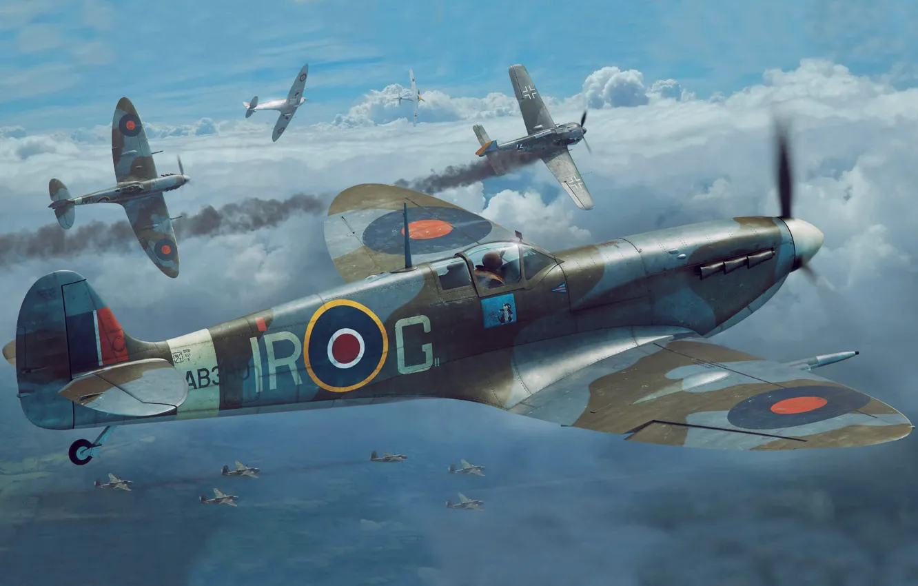 Photo wallpaper UK, fighter-interceptor, Supermarine Spitfire, RAF, Spitfire Mk.Vc, Antonis Karidis