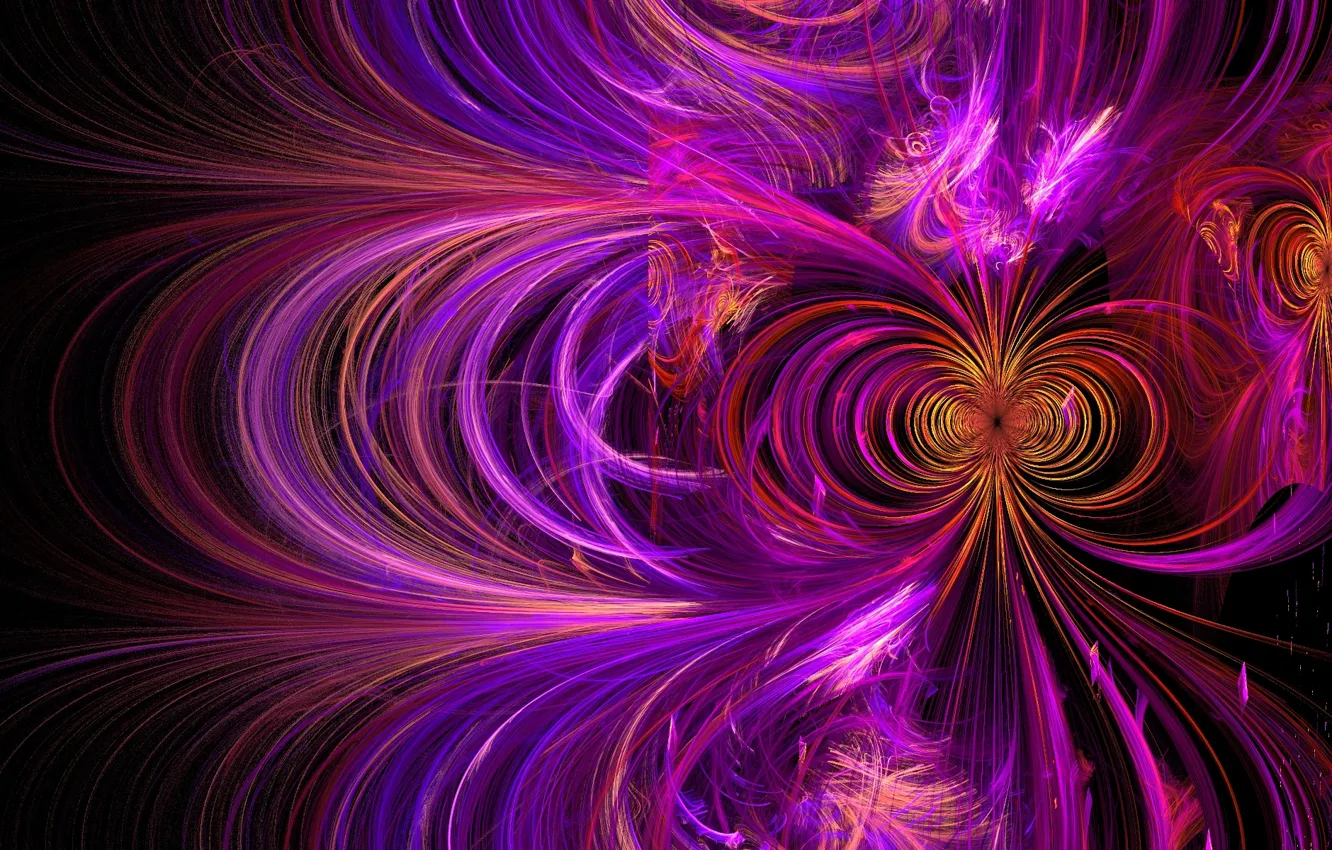 Photo wallpaper wave, purple, line, abstraction, graphics, figure, fractal