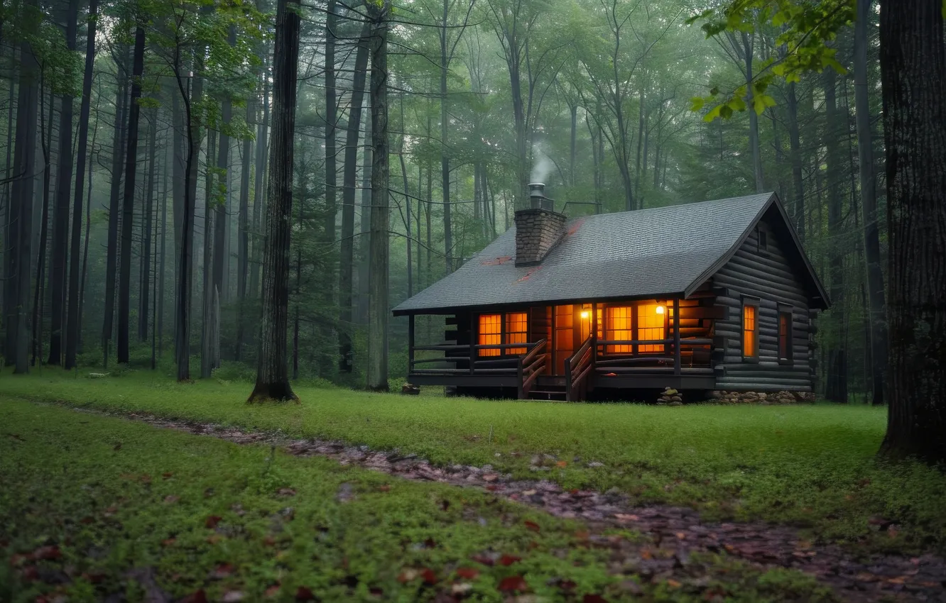 Photo wallpaper grass, light, trees, landscape, nature, lights, comfort, glade