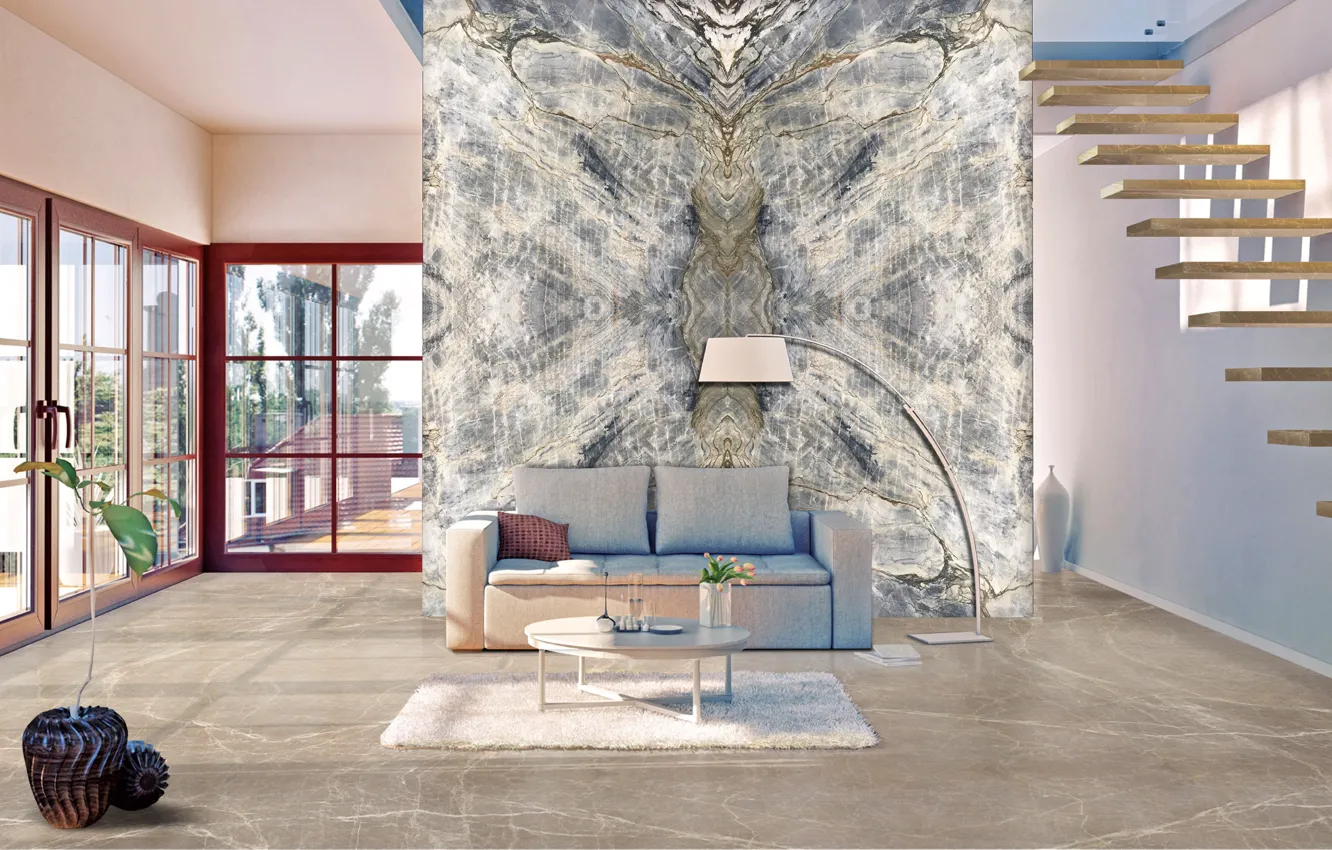 Photo wallpaper style, Villa, interior, minimalism, living room, Interior Design Trends For 2021