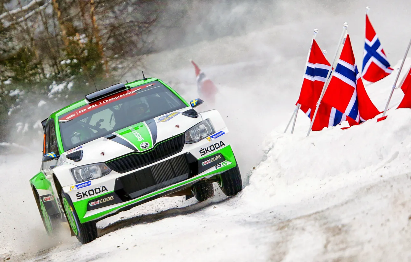 Photo wallpaper Winter, Auto, Snow, Sport, Machine, Race, Norway, Car