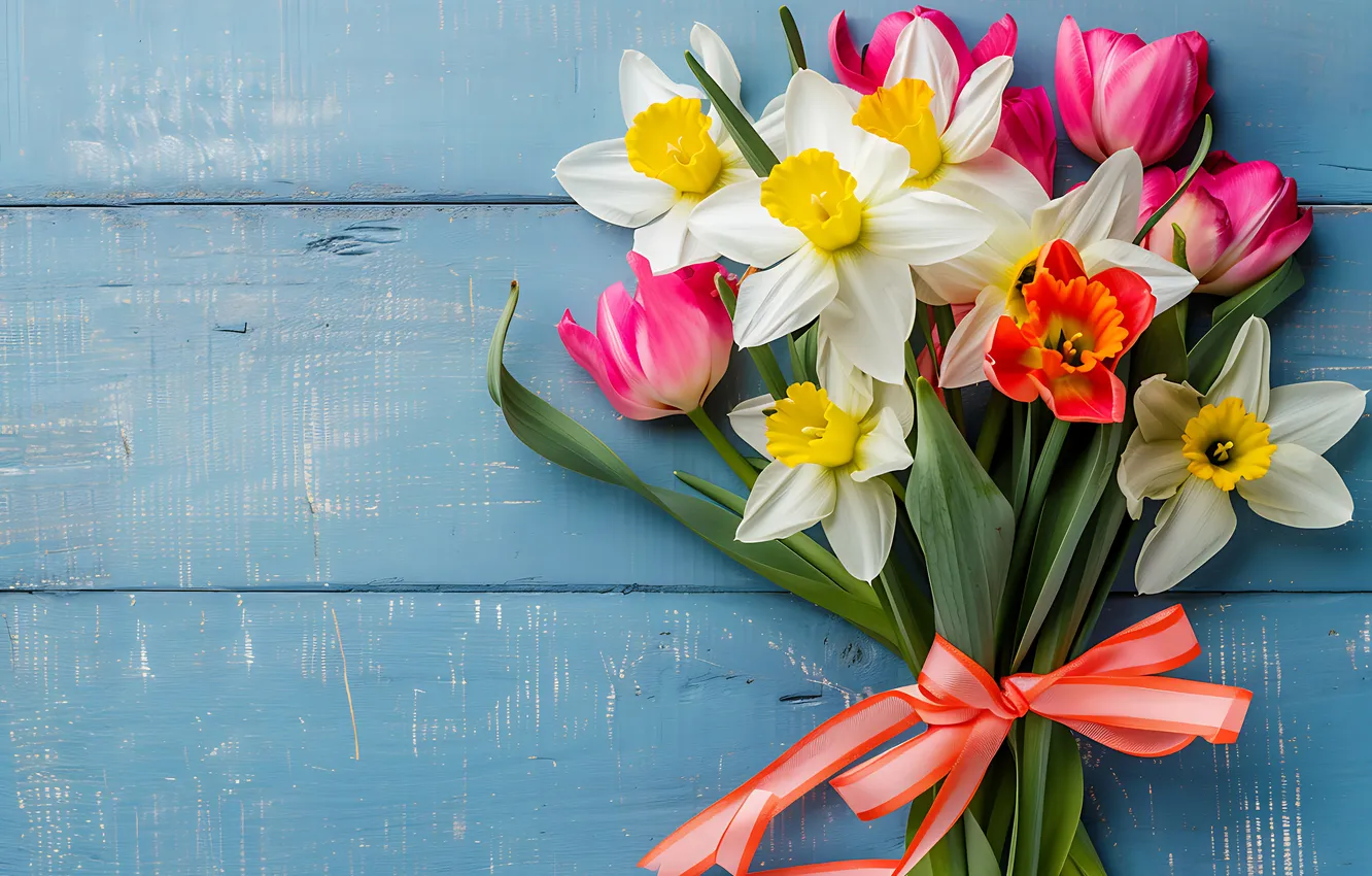 Photo wallpaper flowers, background, bouquet, spring, colorful, flowers, spring