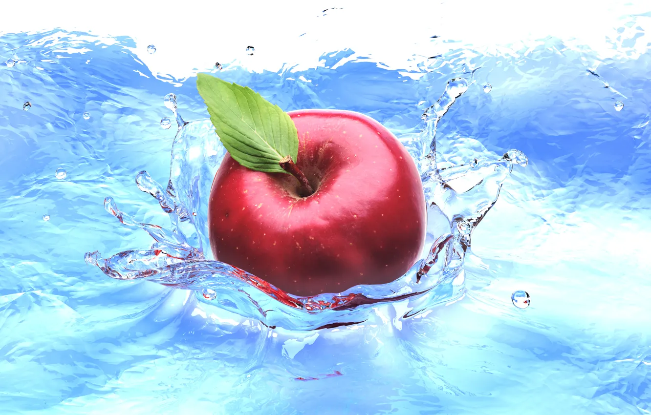 Photo wallpaper water, squirt, Apple, Apple, water, splashes