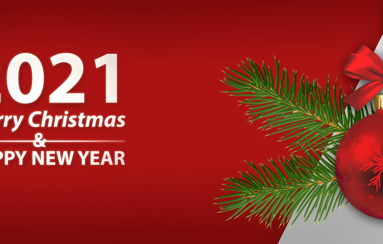 Photo wallpaper balls, new year, needles, bow, 2021