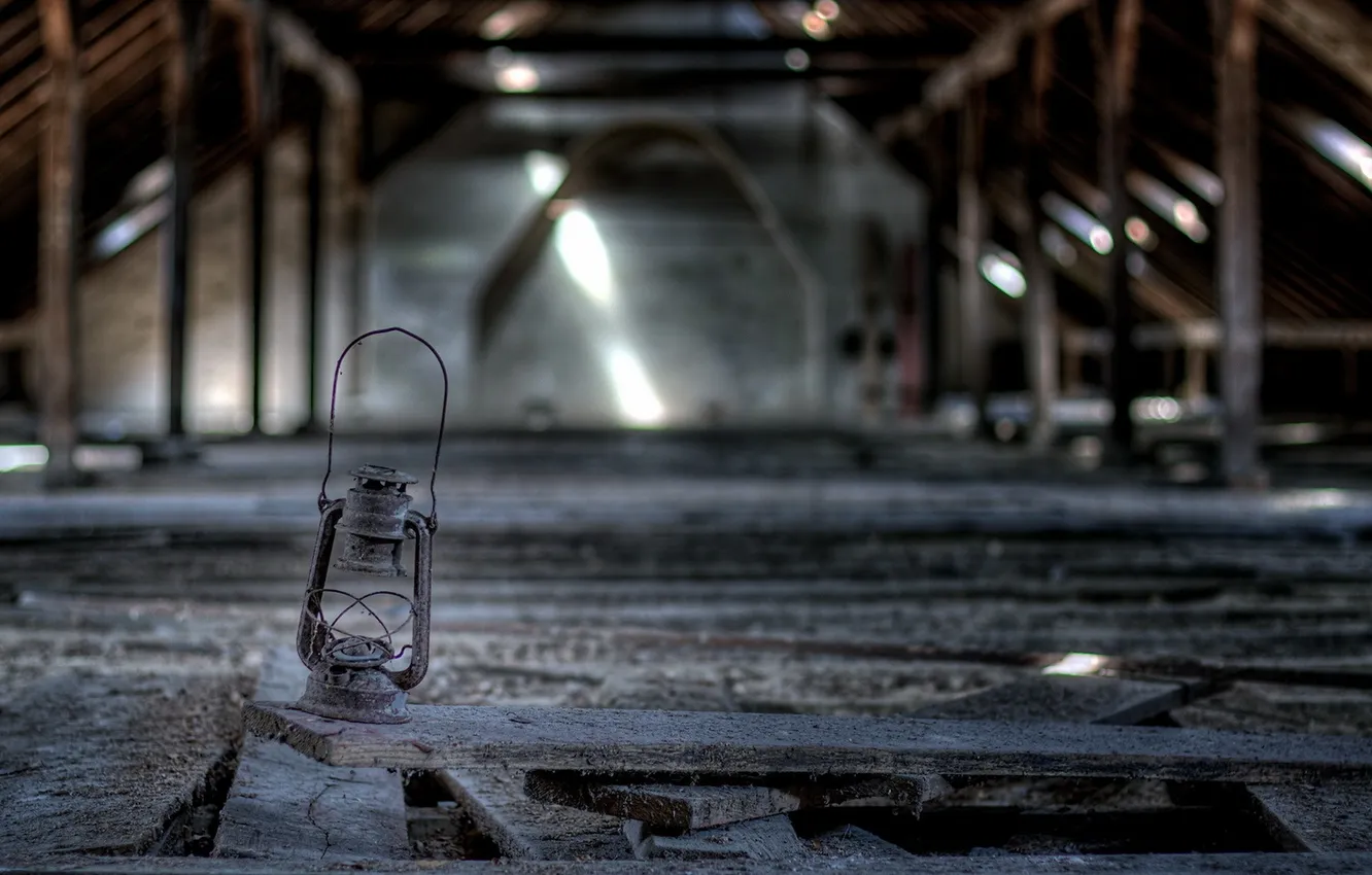 Photo wallpaper background, lamp, attic