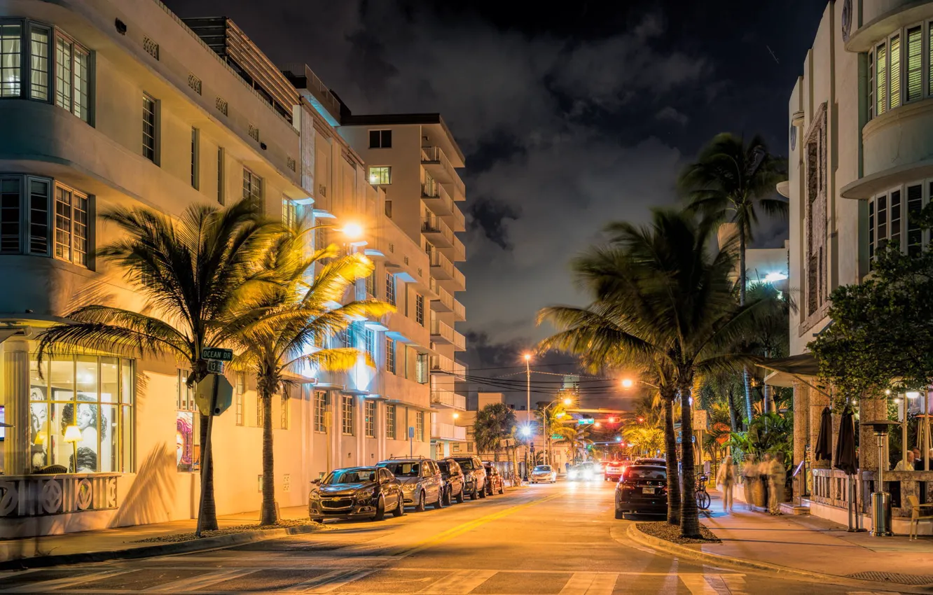 Photo wallpaper lights, street, Miami, the evening, FL, Miami, Florida, vice city