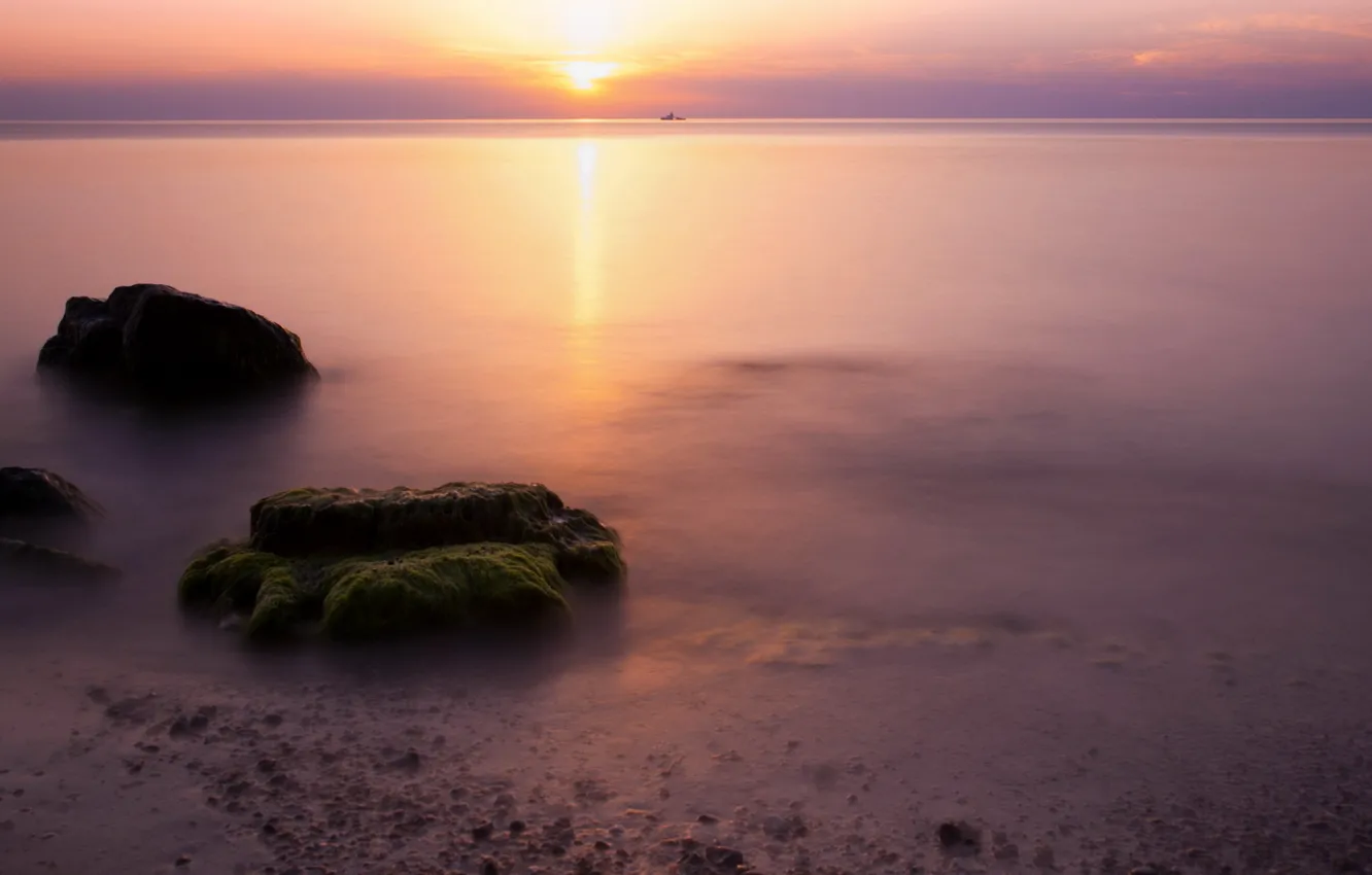 Photo wallpaper sea, landscape, sunset