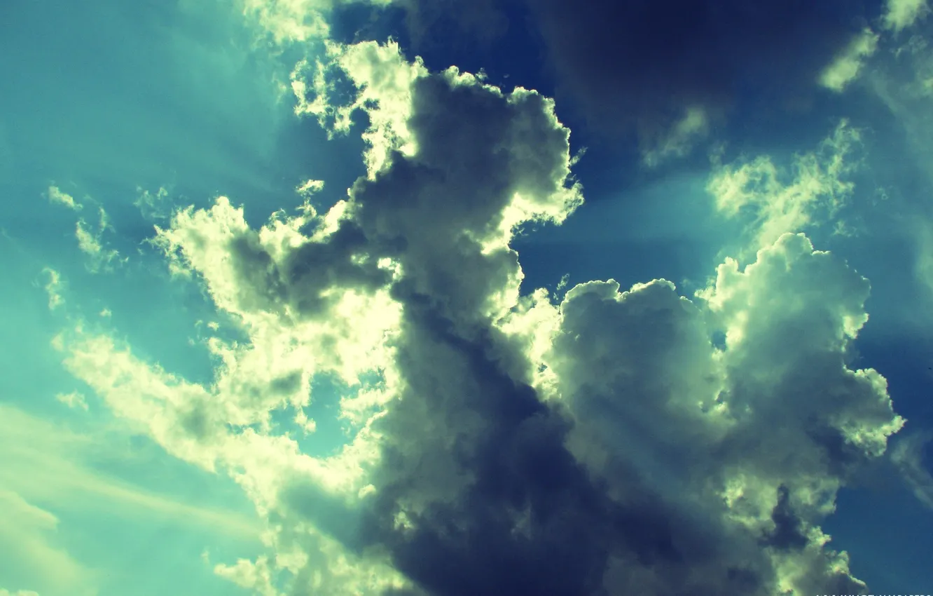 Photo wallpaper the sky, clouds, rays, photo, ease, treatment, picture, weightlessness