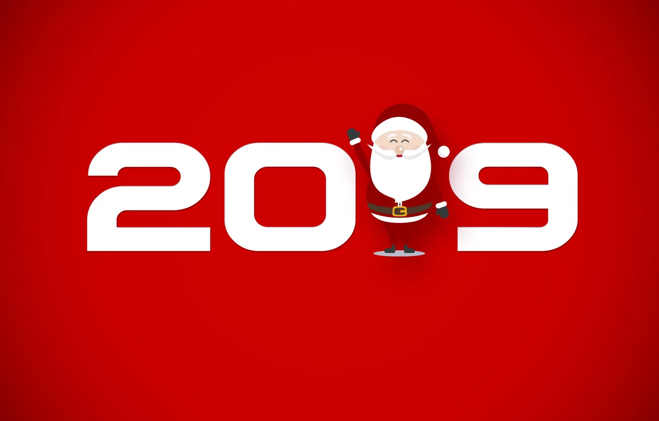 Photo wallpaper red, new year, Santa Claus, 2019