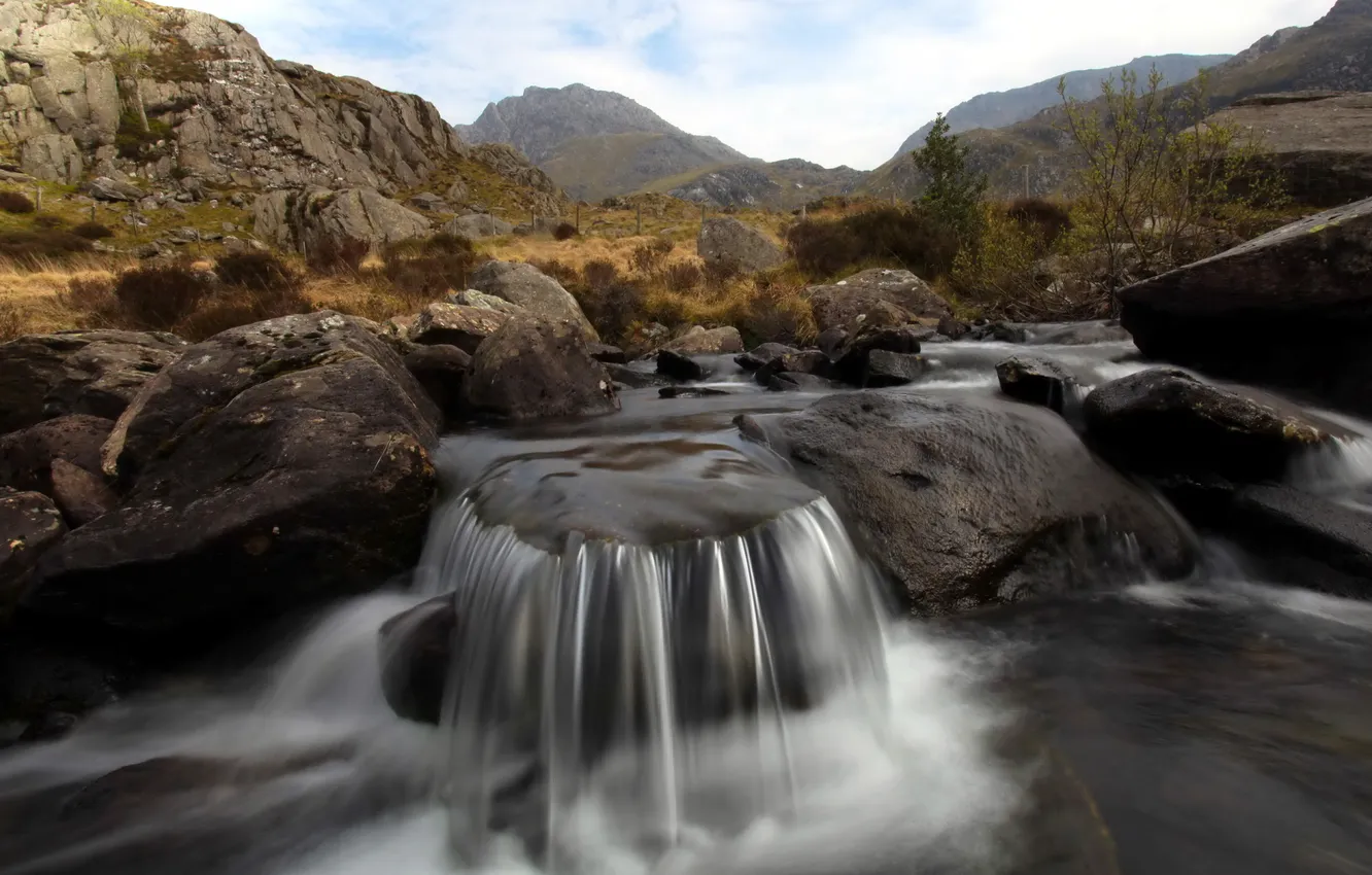 Photo wallpaper landscape, nature, river, stones
