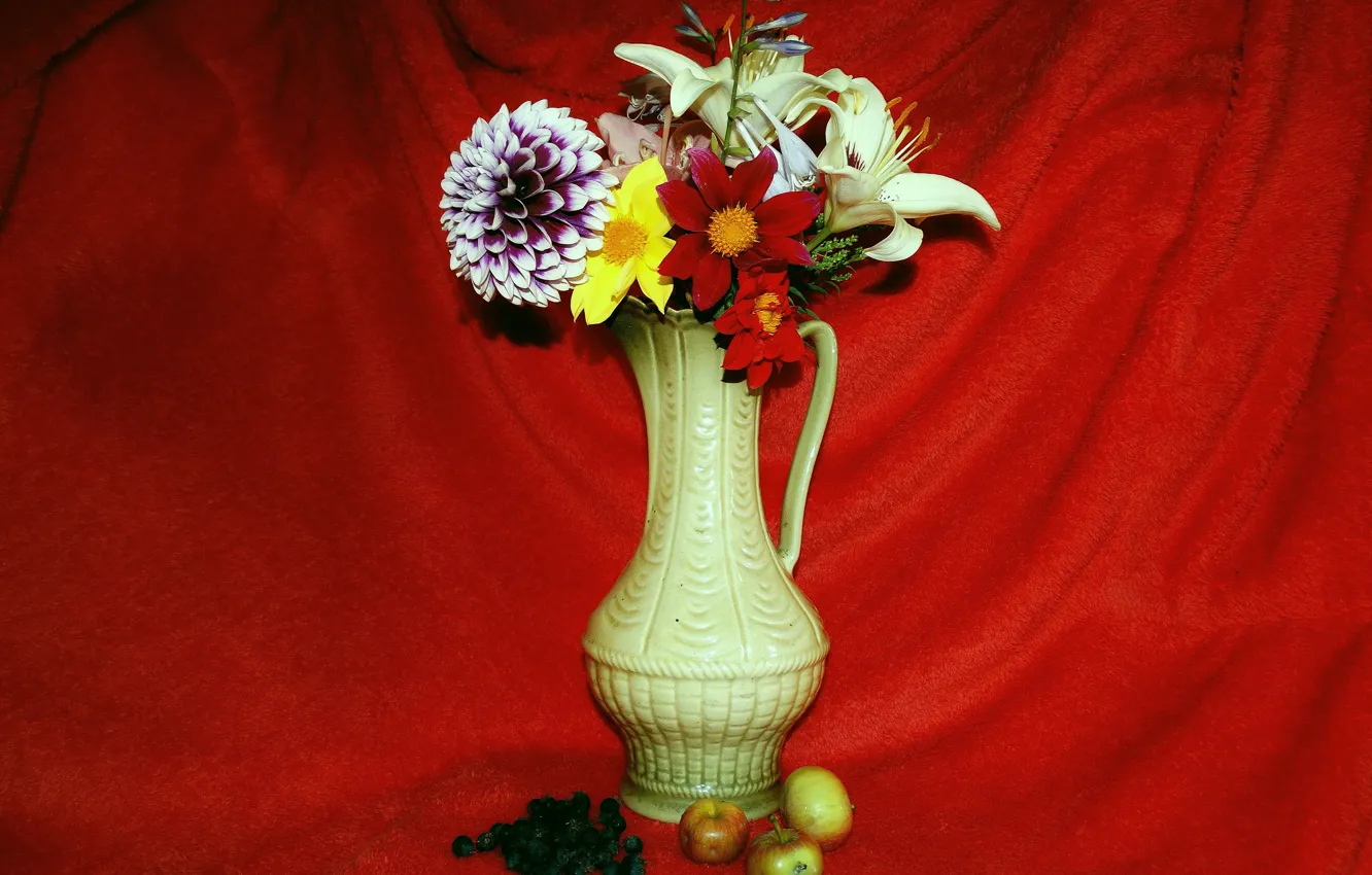 Photo wallpaper flowers, Lily, bouquet, still life, peony, dahlias