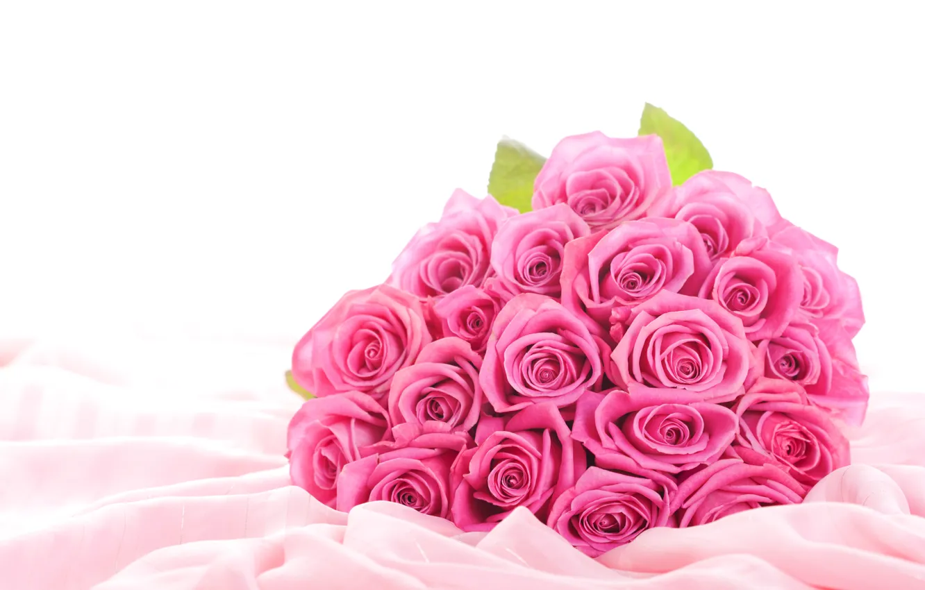Photo wallpaper flowers, roses, bouquet, silk, fabric, buds, sheets, widescreen Wallpaper