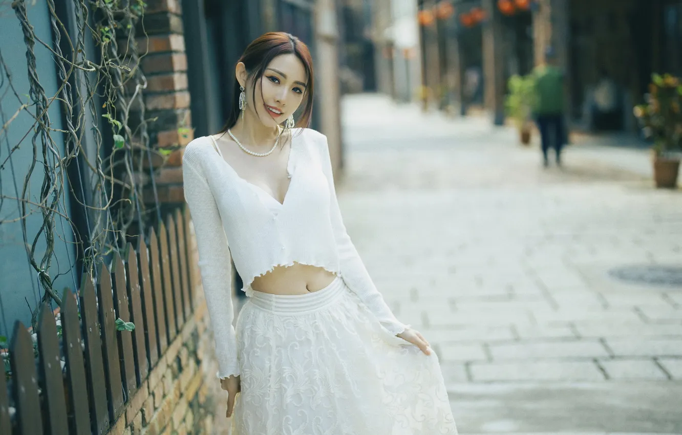 Photo wallpaper girl, street, Asian