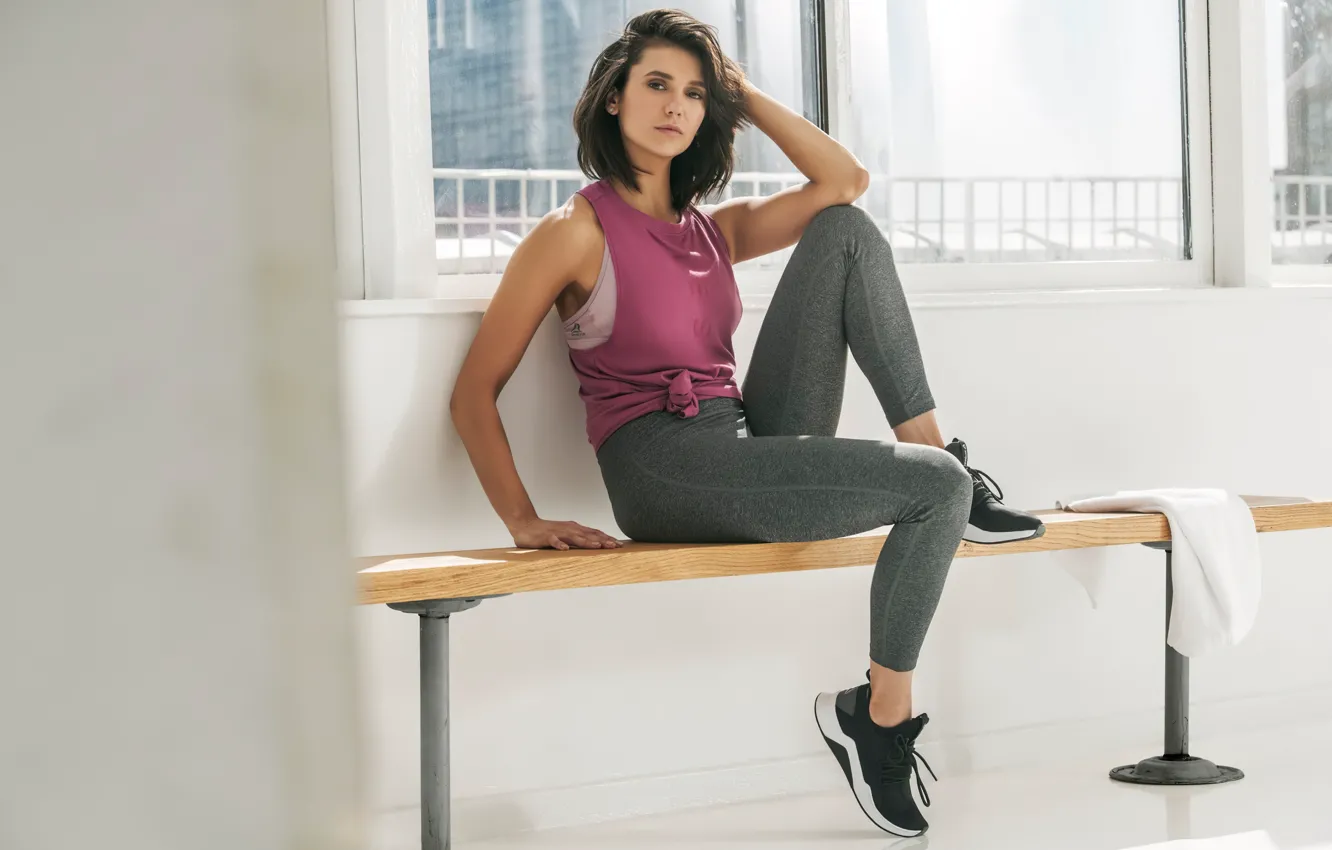 Photo wallpaper girl, Nina Dobrev, beautiful, sneakers, Reebok