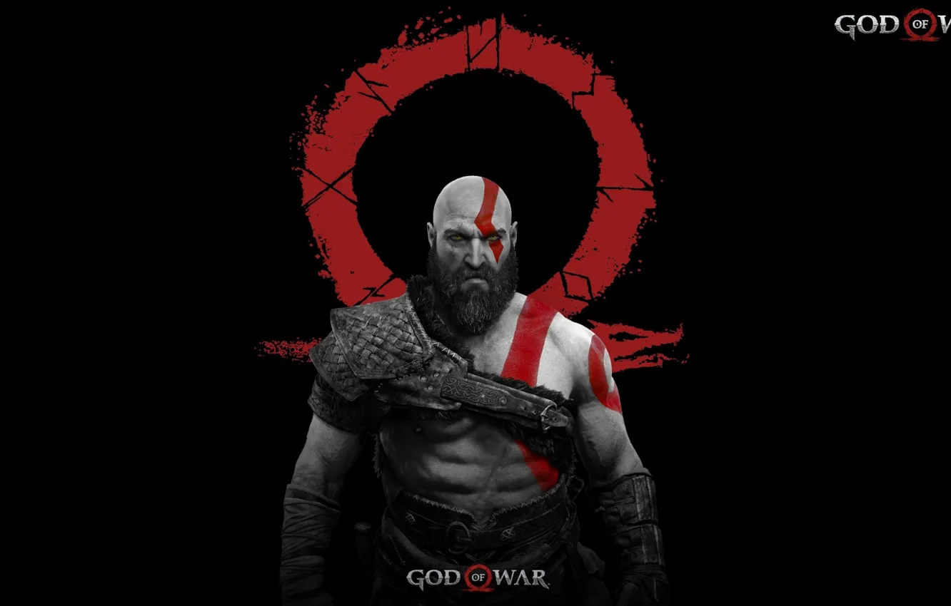 Photo wallpaper logo, demigod, armor, Kratos, God of War, general, Spartan, angry