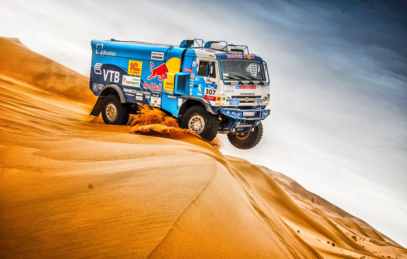 Photo wallpaper The sky, Sand, Nature, Sport, Speed, Truck, Race, Master