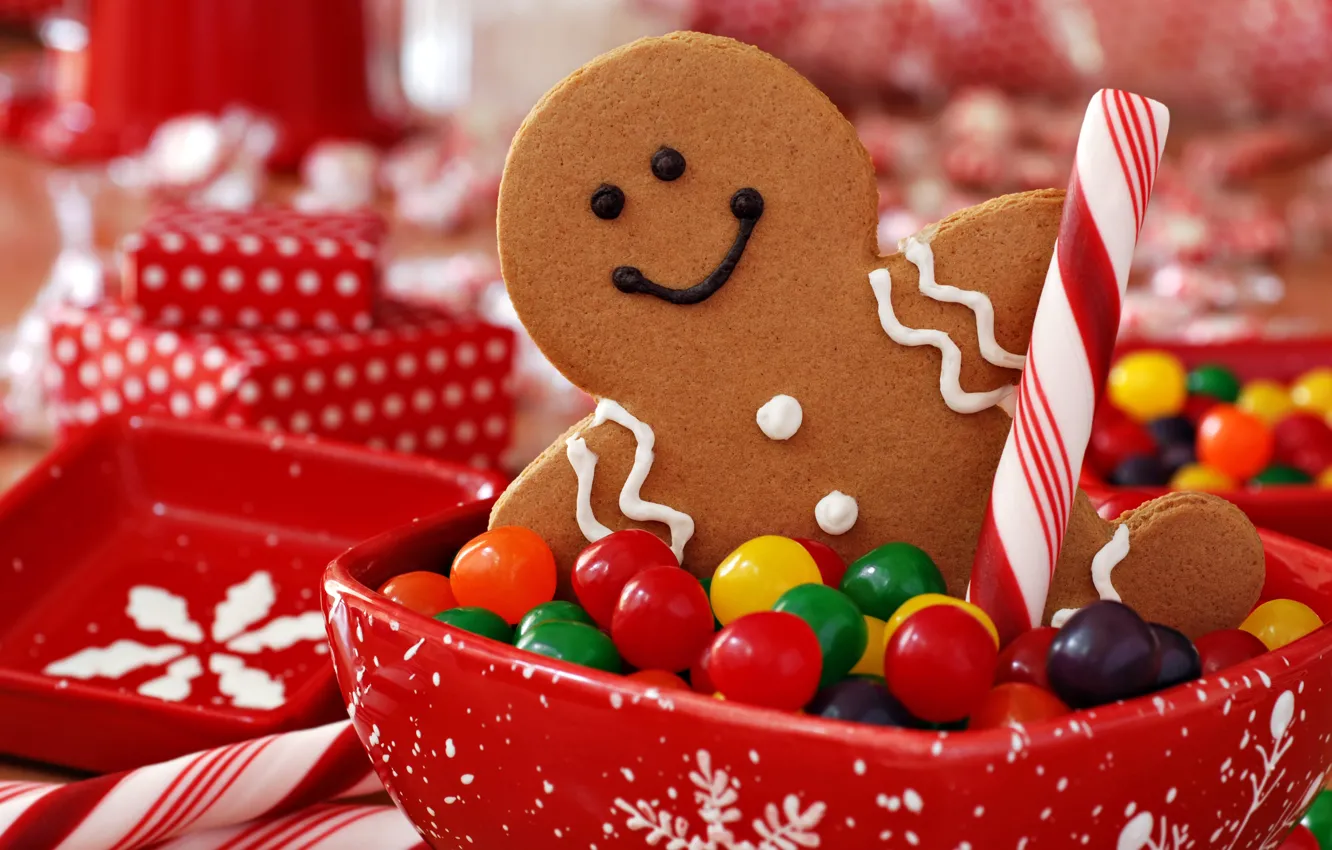 Photo wallpaper holiday, new year, cookies, Christmas, candy, sweets, cookie, Christmas