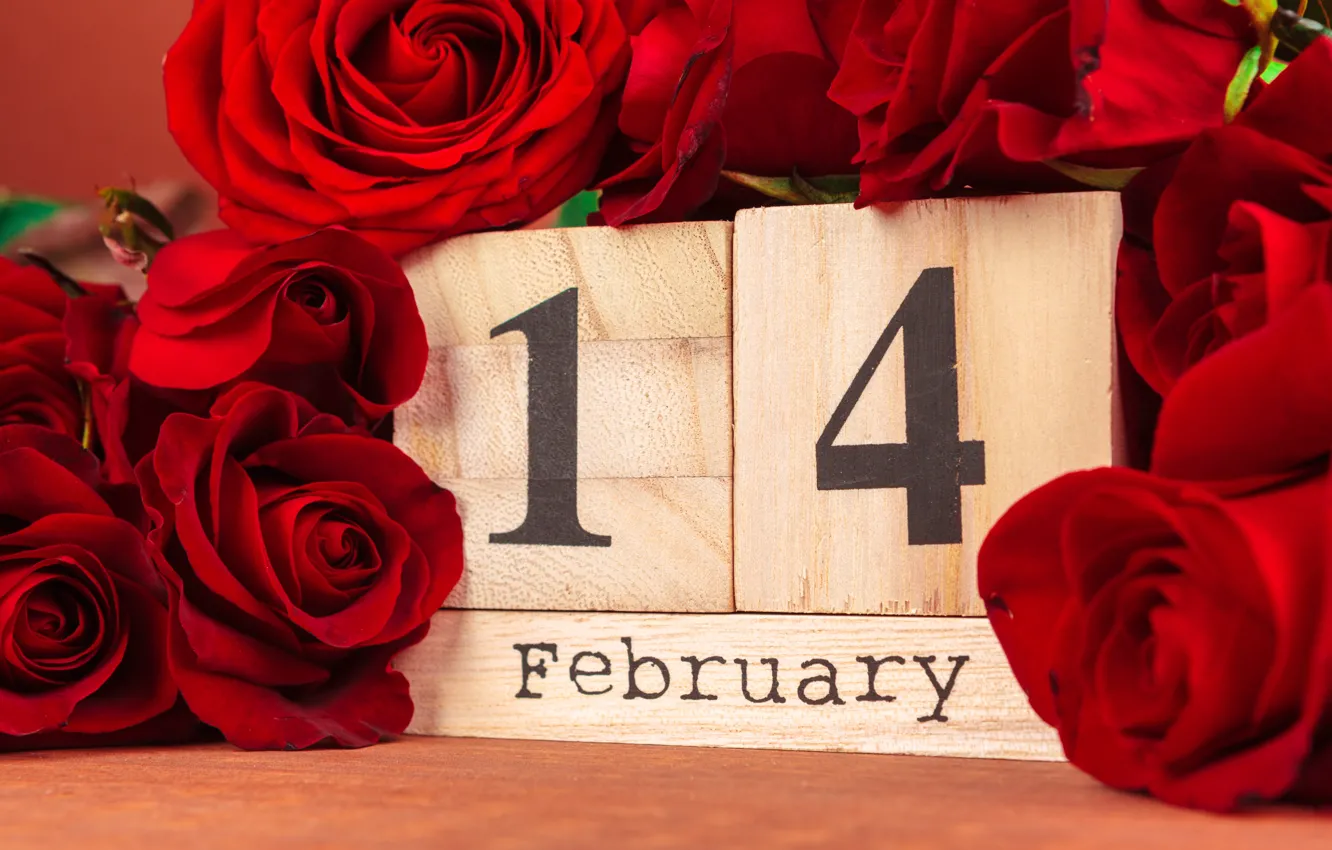 Photo wallpaper holiday, roses, calendar, Valentine's day