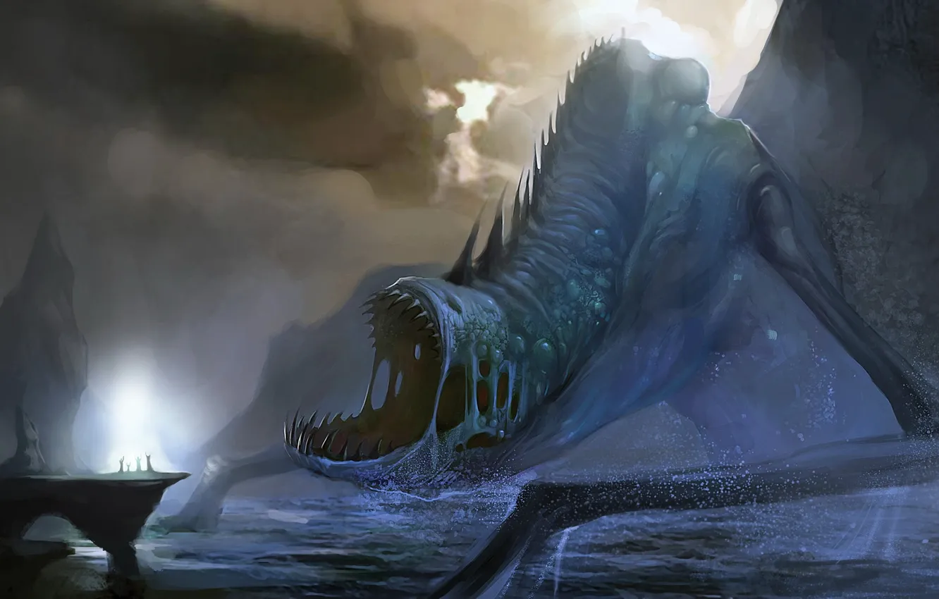 Photo wallpaper light, people, monster, MAG